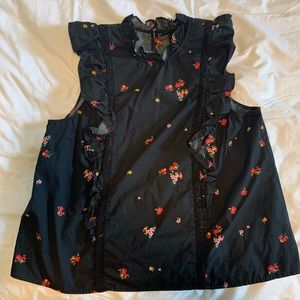 Sleeveless black floral top Target ruffle XL